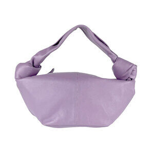 Bottega Veneta Double Knot Leather Handbag Purple Silver